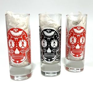 Skeleton Sugar Skull / Day of the Dead / Dia De Los Muertos / Shot Glasses 2oz